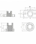 Engineering diagram of Anti Backlash Nut Kit With 2mm Pitch T8 Thread For Pro Grade 3D Printers And CNC Machines, dimensions shown