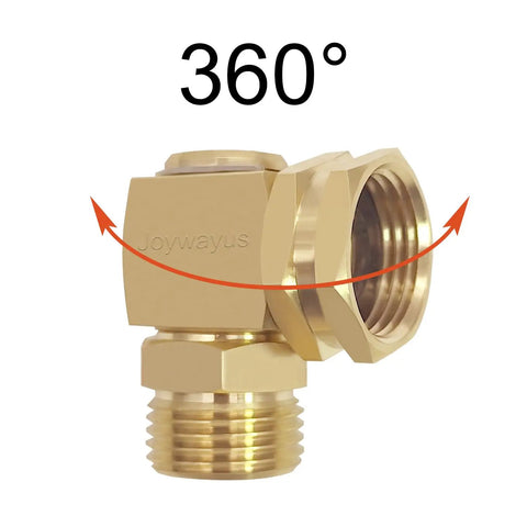 Brass Three Quarter Inch GHT Female To Three Quarter Inch NPT Male Elbow Hose Connector With 360 Degree Swivel For No Kink Garden Hose Setup Durable Fittings Easy Leak Free Attachment, brass hose elbow