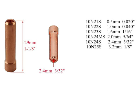 Pro Grade TIG Stubby Gas Lens Collet Bodies Kit 3/32 Inch 2.4mm 10N24S Assortment for QQ300 PTA DB SR WP 17 18 26 TIG Welding Torch