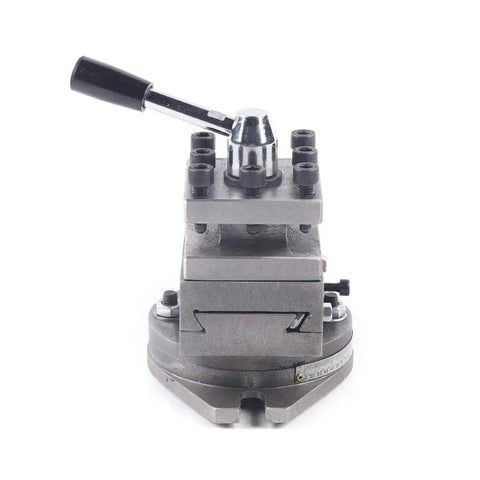 Professional Quick Change Tool Holder For At300 Mini Lathe, 80mm Fast Swap Tool Post Assembly front view highlighting cast iron design.