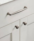 Antique Silver Zinc Alloy Cabinet Handles Set Of 6, 6.3 Inch Center To Center Pulls For Kitchen And Bedroom shown on white cabinet
