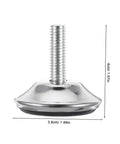 Heavy Duty Adjustable Furniture Levelers And Metal Screw Feet With Grippy Rubber Pads To Fix Wobbly Cabinets Tables Chairs And Dressers Zero Sweat Quick Install close-up view with dimensions.