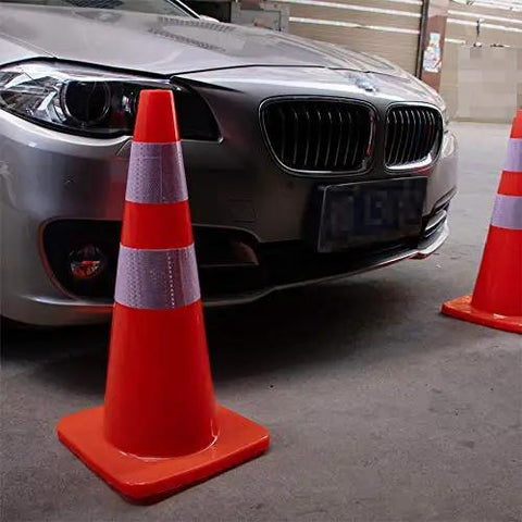 10 Pack 28 Inch Traffic Cones Set Heavy Duty PVC Safety Road Parking Cones For Traffic Control Fluorescent Orange With Weighted Base