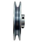 Side view of Heavy Duty Single Groove V Belt Pulley 5.5 Inch OD 3/4 Inch Bore Motor Pulley made from 1020 Steel Zinc Plated for A B 5L 4L V Belts Durable and Ready to Roll