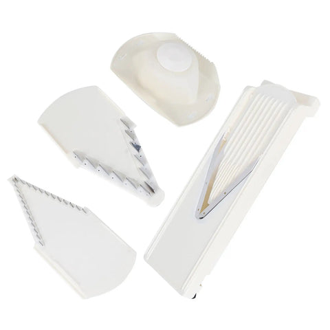 V Shape Mandoline Slicer For Quick Safe Veggie Slicing And Grating With Non Slip Base And Hand Guard, Durable Stainless Steel Blades And ABS Frame, Sturdy Kitchen Tool For Home Chefs, Easy Clean And Compact Storage with interchangeable blades.