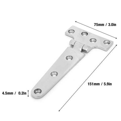 Beefy Heavy Duty Sealed Bearing Gate Hinges In Stainless Steel Thickened T Type 151mm By 75mm By 4.5mm Smooth Quiet Swing High Load Capacity Anti Rust Left Or Right Door Hardware For Home Improvement