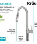 Oletto Tall Modern Pull Down Kitchen Faucet With Single Handle Spot Free Stainless Steel Finish dimensions overview