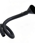 Shop Grade Industrial Welding Fume Extraction Arm With Flexible Exhaust Tubing And Matte Black Round Capture Hood, 50mm diameter.