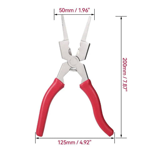 Front view of Pro 8 Inch MIG Welding Pliers With Long Nose, Rust-Resistant, Anti-Slip Grip, Induction-Hardened Cutting Edge.