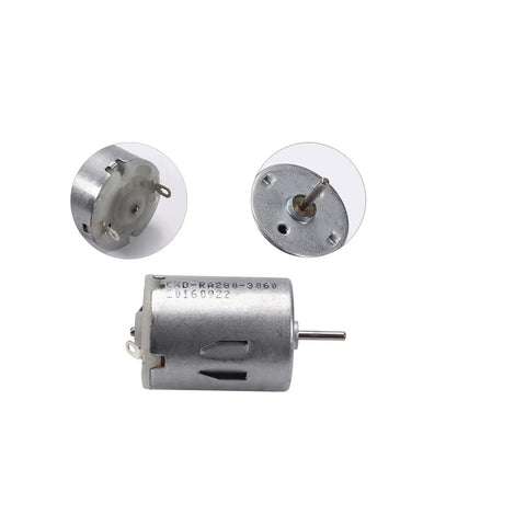 Five Pack DC Motors 3V To 12V Mini Electric Motors For RC Boats And DIY Builds Built For Your Model Toys And Science Experiments With 13500 RPM 0.38A 24mm Body Motors, showing three angles of the motor.