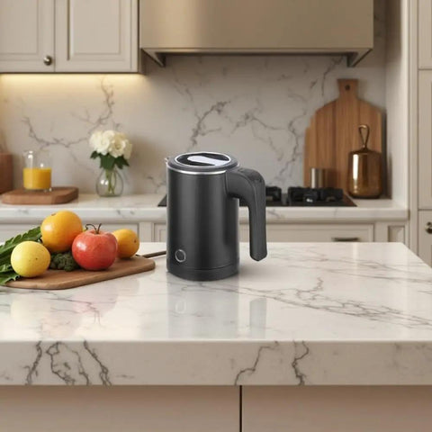0.5L Portable Electric Kettle For Travel And Office Stainless Steel Mini Tea And Coffee Kettle on kitchen counter
