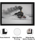 Steam Locomotive In Snow Winter Train Framed Poster Canvas Print For Wall Art Rustic Industrial Aesthetic Dope Rail Scene