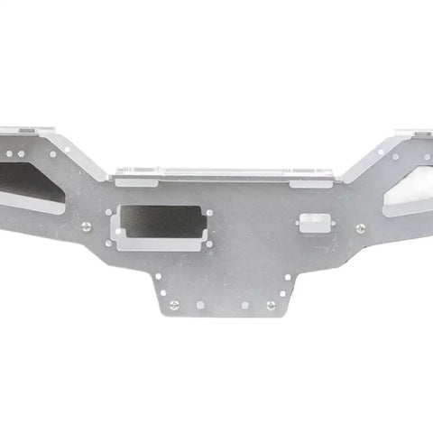 Close-up of the Beefed Up Aluminum Chassis Frame Upgrade Kit for One Tenth Scale RC Cars, CNC milled with multiple mount points.
