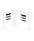 Badass L Shape Standing Desk With Smooth Height Adjustment 72 Inch Wide White And Black Office Workstation showcasing sleek design and storage drawers.