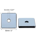 Four Pack Blue Square Furniture Slider Pads Two By Two Inch Screw On Floor Glides For Carpet Hardwood Floors With Self Tapping Screws Heavy Duty Scratch Blockers Total Game Changer No Sweat Setup showing dimensions.