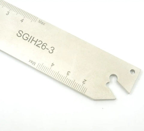Close-up of 3mm Part Off Blade Grooving Cut Off Plate Tool For GTN3 Inserts, gray, pro-grade metal