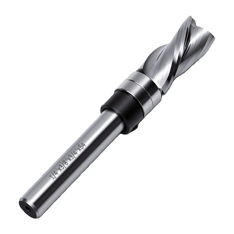 Top Bearing Flush Trim Router Bit With Tungsten Carbide Head And 1/4 Inch Shank for woodworking, showing detailed edge and shank.