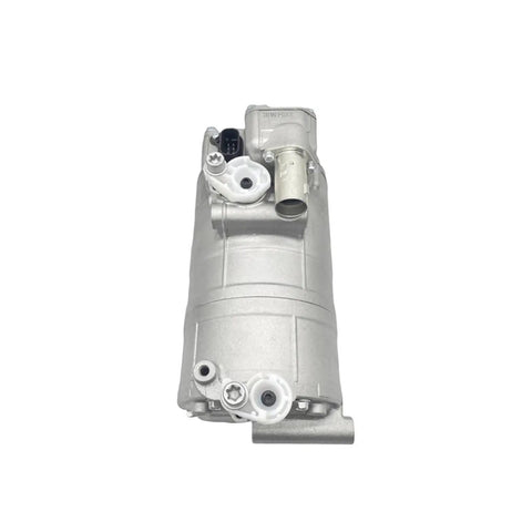 B Class Vito Smart AC Compressor Hybrid Replacement With Precision Scroll Piston And Lightweight Aluminum Body OE A0032305111 SHS33H4155 Plug And Play Fit For Easy Install And Reliable Quiet Cooling, silver aluminum compressor front view