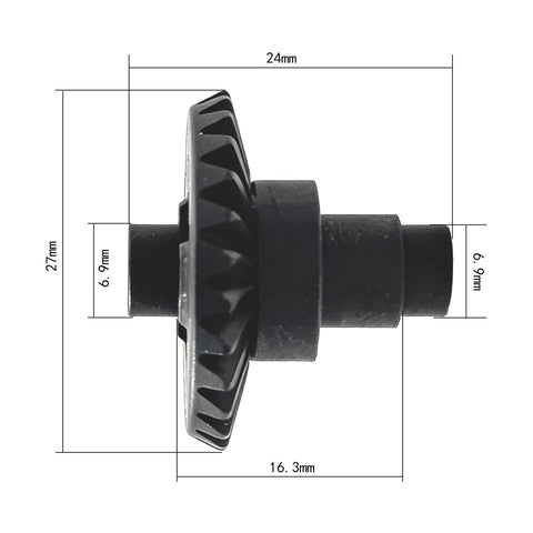 Side view of bevel gear from Bevel Gear Set 27T And 8T For 1/10 RC Crawlers Diff Upgrade, showing detailed dimensions.