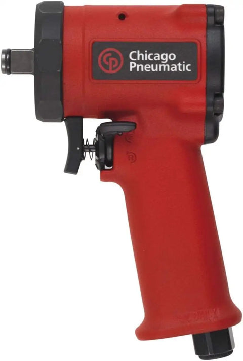 Half Inch Air Impact Wrench With Aluminum Body And Steel Front Cover Delivers 450 Foot Pounds Of Torque 610 Newton Meters 9000 RPM One Hand Operation Jumbo Hammer Ergonomic Pistol Grip For Heavy Duty Auto Shop Use