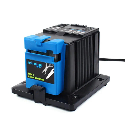 Rugged 65 Watt Electric Multitask Sharpener fixes drill bits, chisels, scissors, and planer knives, compact design for workbench.