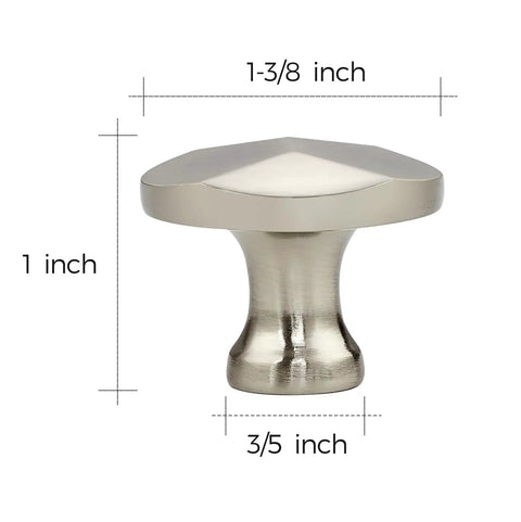 Brushed Nickel Round Cabinet Knobs Featuring Solid Zinc Construction And Easy Grip Design, 15 Pack Of Hella Durable Drawer Pulls for measuring dimensions.
