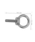 Built Tough Beefy Heavy Duty Stainless Steel Eye Bolt M6x20 With Closed Ring And Hole, Deep Threaded Mount, Includes Flat Washer, Spring Washer And Nylon Nut, Rugged Rigging Hardware For Hoists, Anchors, And Outdoor Installations. M6 eye bolt side view
