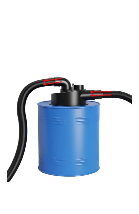 Blue 2.5 Inch Double Filtration Cyclone Dust Collector with black hoses for woodworking DIY turbocharged filter and high suction
