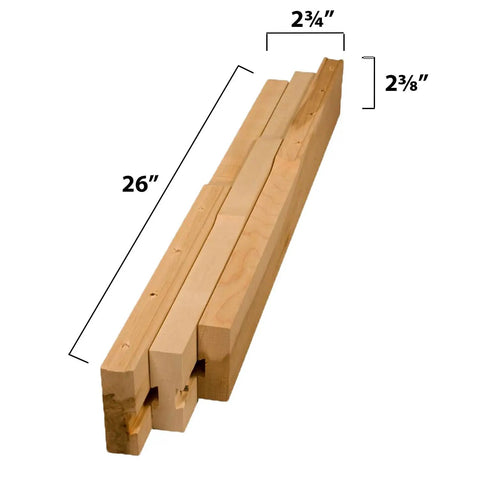 Heavy Duty Wooden Table Slide Set Includes A Pair Of Super Smooth Sliders For Four Leg Dining Tables Featuring Easy Peasy Installation And A True Twenty Six Inch Opening That Gives You Big Time Extra Room No Sweat Required, showing wooden sliders measuring 26 inches.
