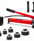 Knockout Hole Punch Driver Kit With 6 Dies, 10 Ton Hydraulic Power, Heavy Duty Conduit Hole Cutter Set For Electrical Panels and Metal Sheets