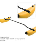 Inflatable Kayak Stabilizer Outrigger Kit For Canoes, yellow PVC outrigger with black stabilizing bars, lightweight and portable.
