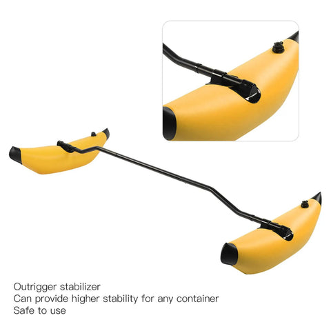 Yellow Outrigger Stabilizer Kit for Kayaks and Canoes, Inflatable Foldable Floating Balance Accessory with black bracket