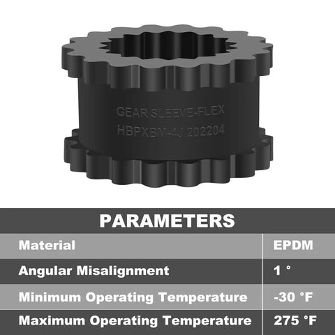 4J Coupling Insert EPDM Rubber Spider 4JE Compatible Solid Design For Jaw Couplings 1-1/2 In Width 2-5/16 In OD black