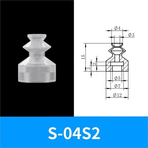 Star Industrial Vacuum Rubber Suction Cup Chuck, S-08S2 Series, 1/2/3 Layer Small Diameter Air Fitting For Pneumatic Manipulator Automation, clear design.
