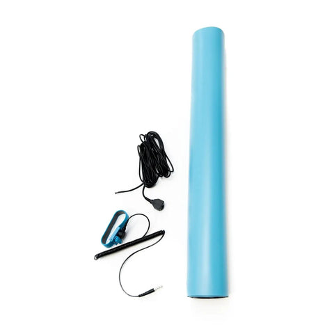 Unrolled ESD High Temperature Mat Kit For Electronics Workbench Pro Grade 2 Feet Wide 4 Feet Long Zero Point Zero Eight Inches Thick Blue With Wrist Strap And Grounding Cord RoHS And REACH Compliant Assembled In USA