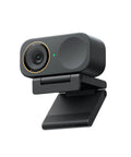 Prime 4K Webcam With Auto Tracking And Directional Mics For Gaming Livestreams Or Client Calls, sleek black design with adjustable mount.