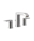 Genta Chrome Two-Handle Widespread Slick Modern Bathroom Faucet With Drain Assembly For 3-Hole Sinks, Valve Required, WaterSense Certified