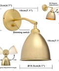 Vintage Wall Sconce Bookcase Light With Dimmable On Off Switch Hardwired Industrial Metal Fixture Reading Lamp 6.1 Inch Oval