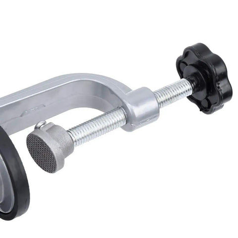 Close-up of Beefy Aluminum Electric Drill Stand component, showing precision knob and sturdy aluminum for drill press use