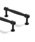 Two Pack Black Cabinet Pulls Center To Center 96mm Three And Three Quarter Inch Solid Heavy Duty Satin Black Finish for Easy Grip