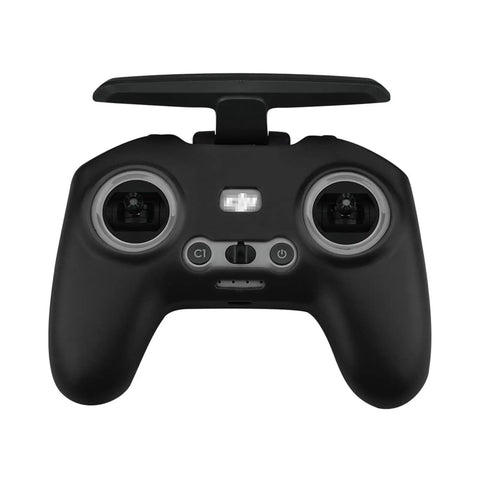 Front view of Durable Silicone Protector Cover For DJI Avata Remote Controller 2 And 3 in black for FPV enthusiasts