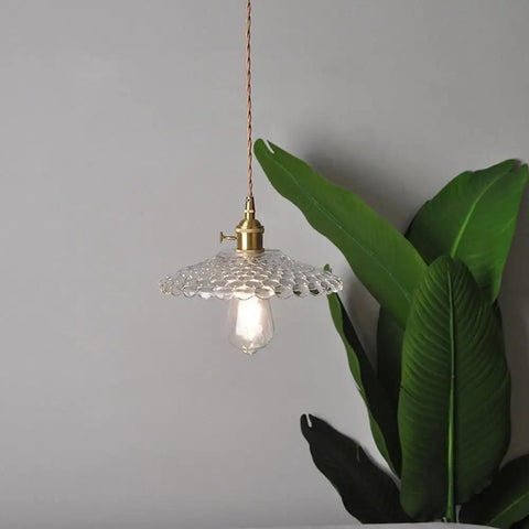 UIOLCFF Classic Creative Personality Nordic Minimalist Glass Shade Single-Head Hanging Light with golden hardware.
