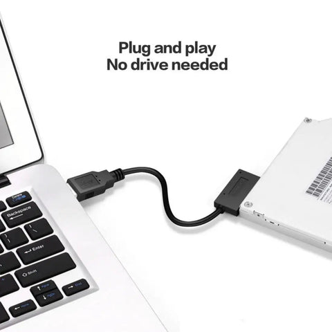 USB 3.0 To Slimline 13 Pin SATA Cable Adapter For Laptop CD DVD ROM External Drive No Power Required Plug And Play Boot From External Drive No Driver Needed On XP Windows 7 And Mac OS X, laptop to slimline SATA drive