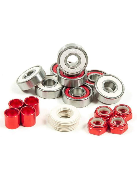 Andale Swiss Bearing Kit by Amazon; silver bearings with red seals, red spacers and nuts