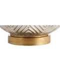Close-up of Mercury Silver And Gold Two Light Gourd Glass LED Table Lamp With White Linen Shade For Living Room Contemporary Glass Accent Lighting