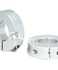Real Deal Aluminum Alloy Fixed Ring Coated With Shiny Anodized Finish And Improved Single Split Clamp Lock Strength For Heavy Duty Spacers Mechanical Stops And Positioners Inside Any Professional Setup Today, silver clamp ring shown front and side