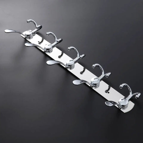 Two Piece Five Hook Wall Mounted Coat Rack Made From Solid Stainless Steel Featuring A Polished Mirror Finish Great For Bathrooms Bedrooms And Hallways A Real Deal Storage Solution.