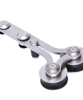 Stainless steel Y shape hanger for 16ft Barn Door Hardware Sliding Track Kit with quiet smooth rollers, rust resistant.
