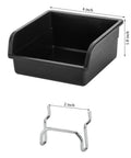 16 Pack Pegboard Bins With Metal Hooks Black Tool Organizer Cups For Garage And Workshop, 4x4x1.8 inch size shown