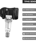Close-up of 315MHz TPMS Sensor Set of 4 for Mitsubishi Outlander Lancer i-MiEV and Outlander Sport Tire Pressure Monitoring System Replacement Part 4250B975 Direct Fit OE Replacement.